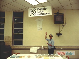 Paul shows off our beautiful banner
