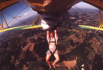 Dead Mike makes a biplane jump at Quincy 1996